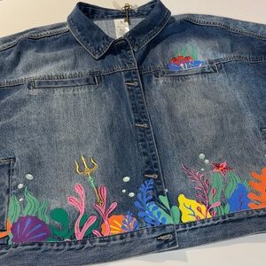 Little Mermaid embroidered‎ themed Disney denim/jean Jacket
